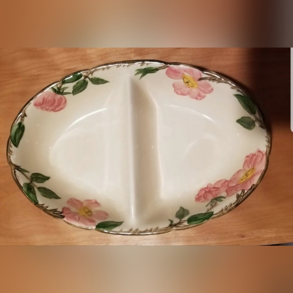 Franciscan Desert Rose Divided Dish Serving Bowl Oval 10.5”x 6.5 Made In England